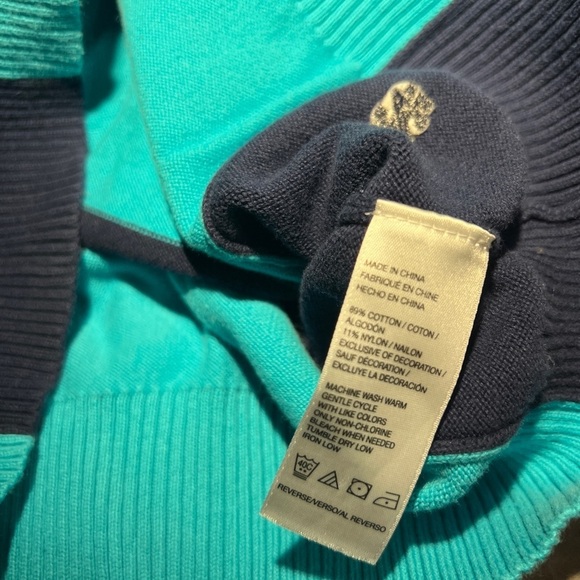 Womens IZOD Golf V Neck button up striped Sweater - Picture 5 of 7